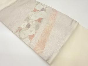 斜め横段に草花模様織出し名古屋帯